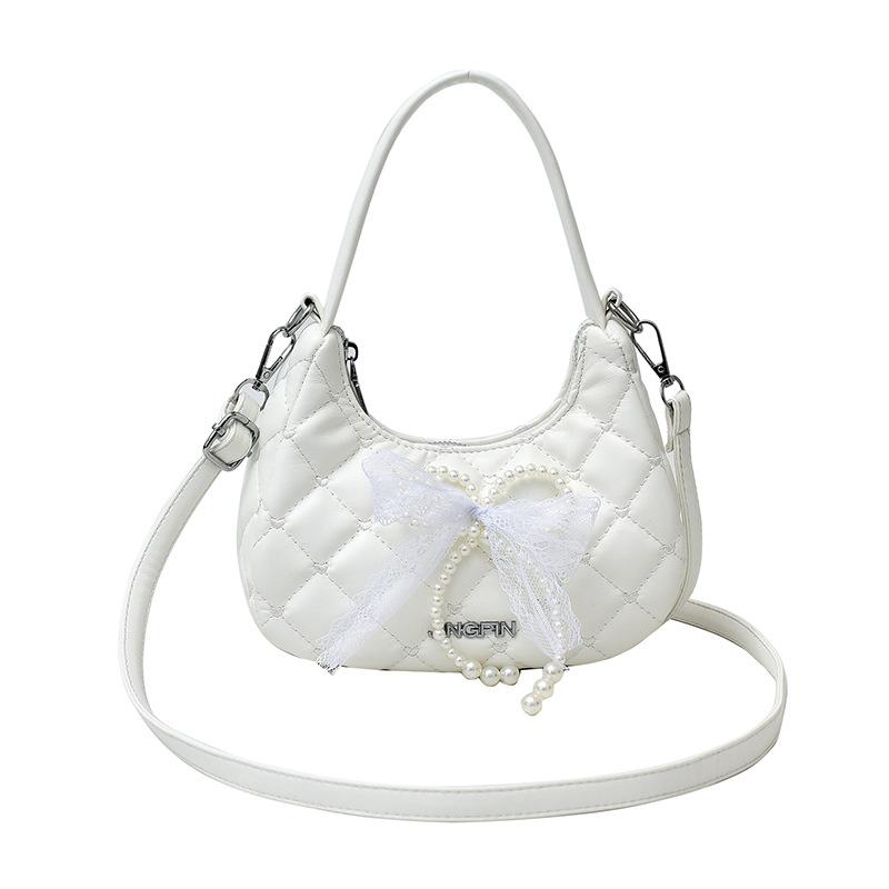 New Bow Shoulder Bag Large Capacity Oblique Span Bag Fashionable Versatile Women's Bag Trendy Casual Tote Bag