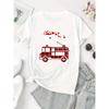 Women's Heart Fire Truck Print Short Sleeve T-Shirt Crew Neck Casual Summer Holiday Top