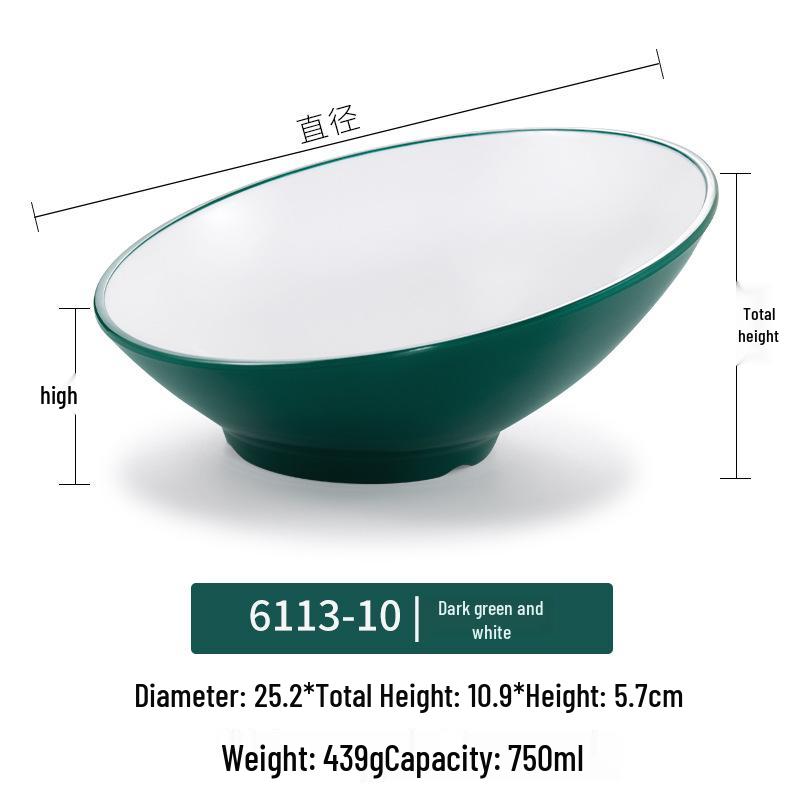 Velká šikmá melaminová mísa - Imitace porcelánu pro horký hrnec, salát a dochucovadla