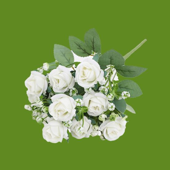 Kytice z umělých růží se zelenými listy stonku Realistické opakovaně použitelné umělé květinové rostliny Domácí dekorace Svatební párty Foto rekvizity