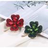 Green Red Crystal Rhinestone Four-Leaf Clover Flower Brooches Lapel Pins Jewelry Clothing Accessories Brooch for Women