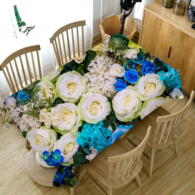 Rožių raštas vandeniui atsparus valgomojo stalo užvalkalas Vestuvių vakarėliui Stačiakampė staltiesė namų virtuvės dekoravimo juosta