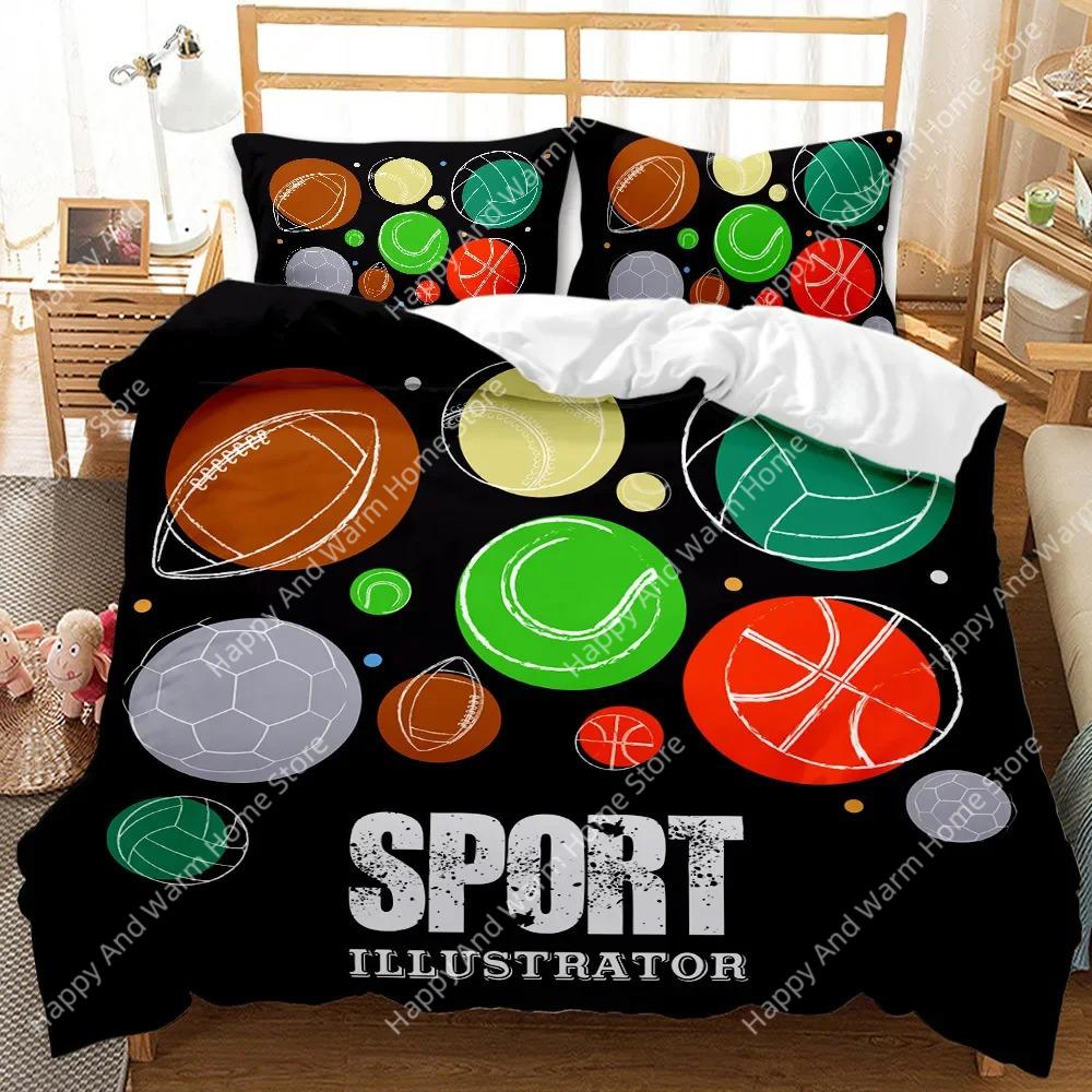 

Comforter Ball Sports Balls Bedding Set King Size Basketball Football Soccer Baseball Polyester For Boys Teens Comforter (quilt)-EU Single(135*200cm)3pcs