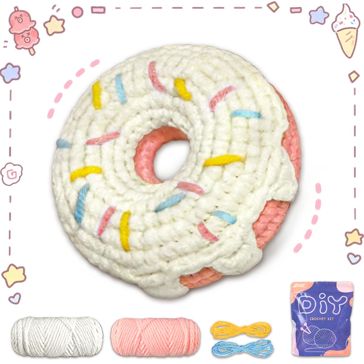 

YAMAXIN Donut Theme Crochet Kit for Beginners - DIY Craft Tool Set Easy Knitting Arts And Crafts Project рожевий