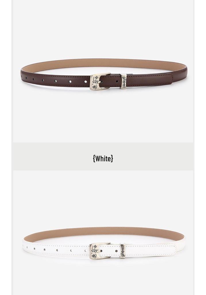Elegant Women's Two-Layer Genuine Cowhide Leather Belt with Retro Silver Pin Buckle - Thin Decorative Accessory for Pants