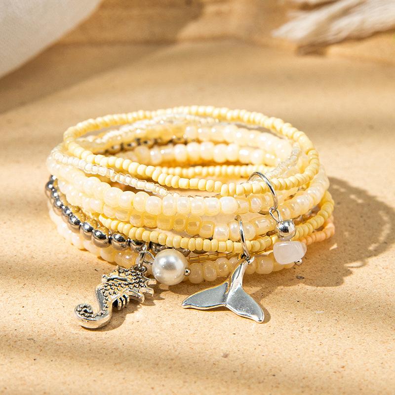 Boho Perlenarmband Instagram-inspiriert Nischenstil Farbblock-Stapelarmband-Set