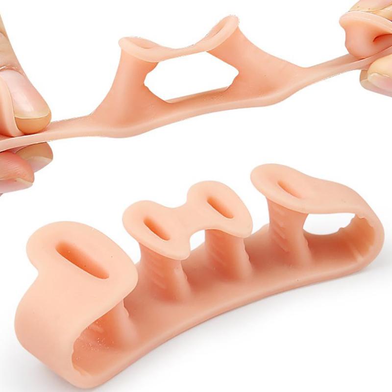 2Pcs=1Pair Hard Silicone Toe Finger Separator 5 Hole Hallux Valgus Orthopedic Spacers Bunion Overlapping Hammer Foot Corrector
