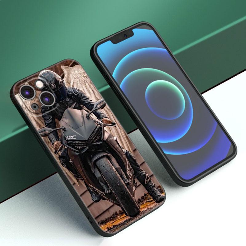 Moto Cross Motorcycle Sports Phone Case For Apple iPhone 12 13 Mini 11 14 15 Pro Max 7 8 Plus X XR XS SE 2020 2022 Black Case