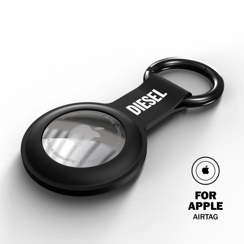 DIESEL Airtag Case Silicone Stylish Cover SS22 Airtag (Diesel Case, Black)