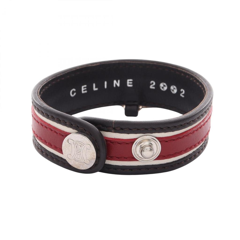 Used CELINE Bracelet leather Brown Red Used Women