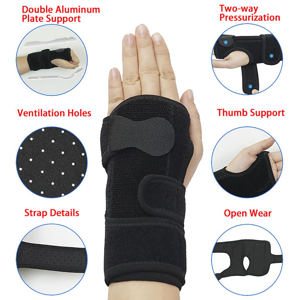 Alça de pulso com suporte de placa de alumínio, suporte de pulso ergonômico, adequado para a vida diária de trabalho, artrite, etc.. ( Opcional para mãos esquerda e direita)