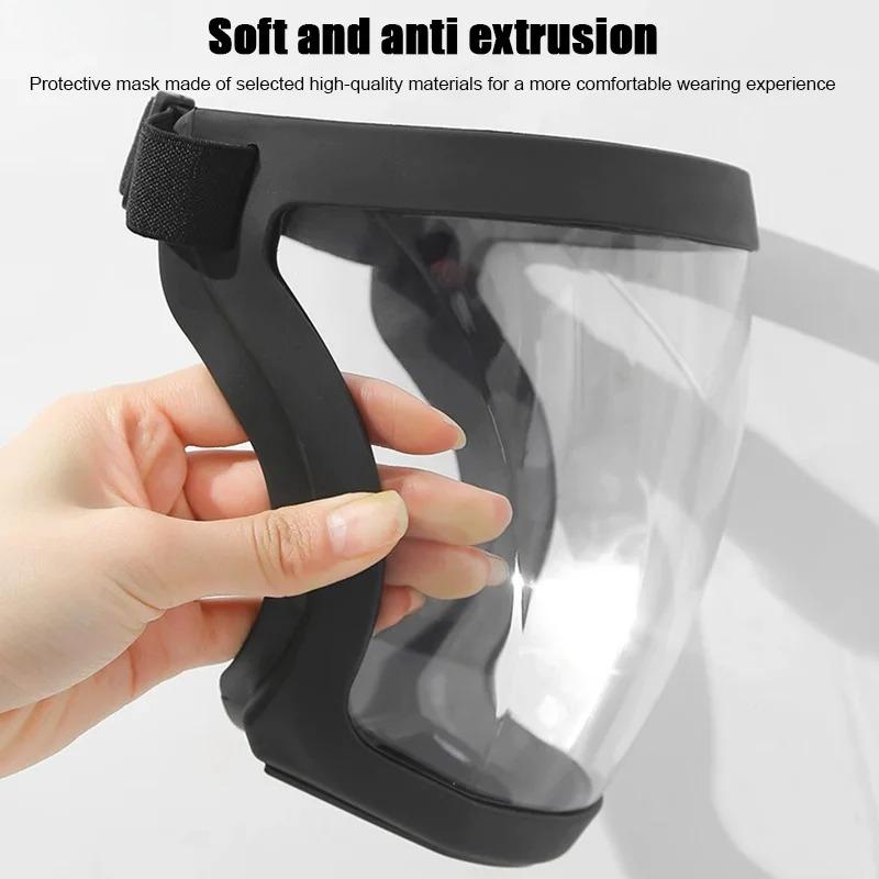 Transparent Full Faceshield Reusable Dustproof Anti-fog Mask HD Safety Glasses Kitchen Protection Anti-splash Mask With Filters