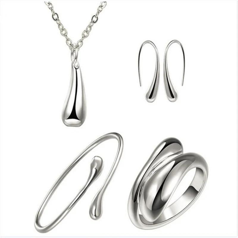 Charms Wedding 925 Silver Jewelry Fashion Pretty Pendant Necklace Earring Women Party Set TOP Quality Stamped
