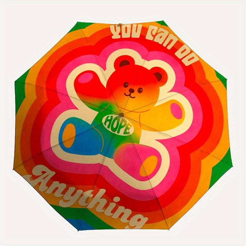 

1pc Teddy Bea Automatic Folding Umbrella, Portable & Foldable Design with 8 Ribs, Casual Outdoor Accessory yy250729143