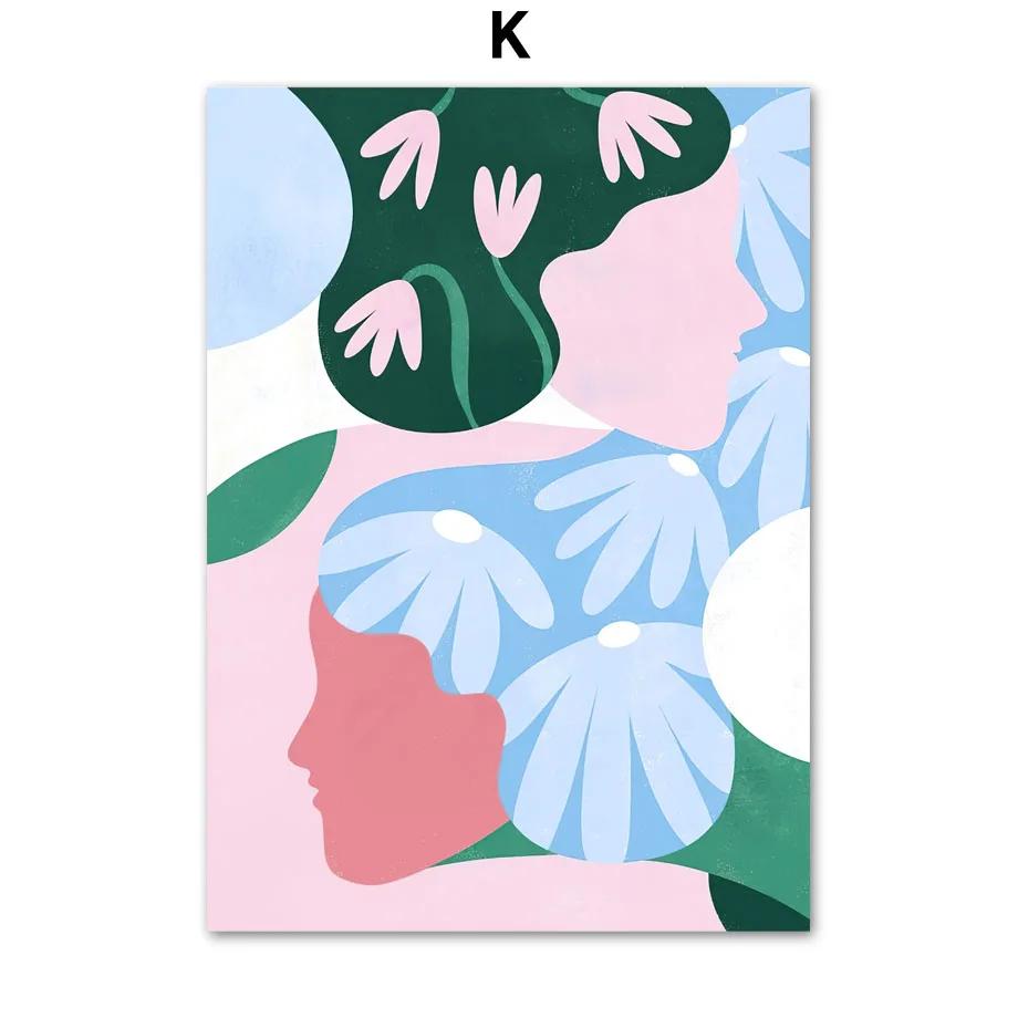 Scandinavian Style Boho Abstract Wall Art Prints, Abstract Poster, Coral Leaves Flower Gallery, Aesthetic Room Decor, Modern Fas