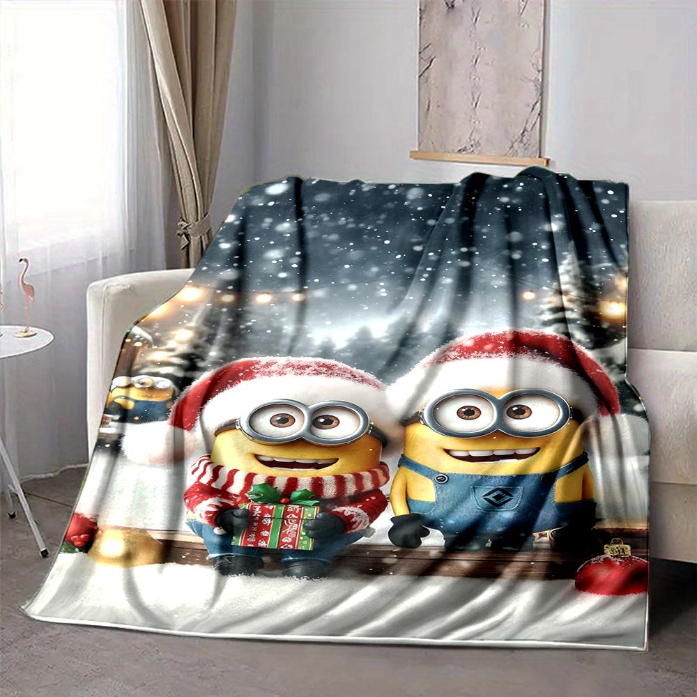 1Pc Christmas Minions Celebration Blanket Soft And Comfortable Casual Warm Camping Travel Christmas Halloween Gift M91748