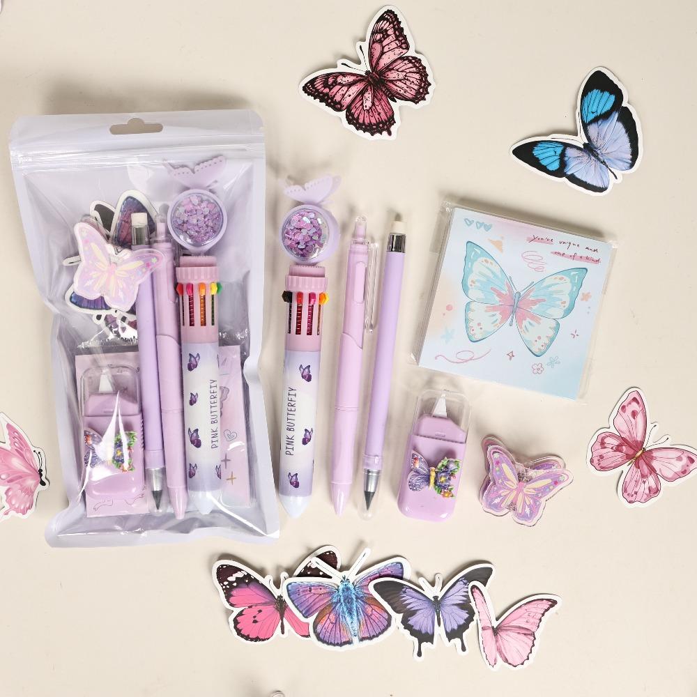 Complete Stationery Stationery Kit Dreamy Butterfly Theme Ballpoint Pen Gel Pen  School Supplies