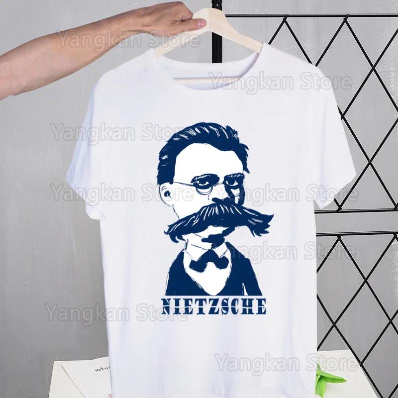 Gott ist tot Friedrich Nietzsche Nihilist T-Shirts Tees Shirt Tops Design Kurzärmlig Harajuku Mann Ästhetisch Anime T-Shirt