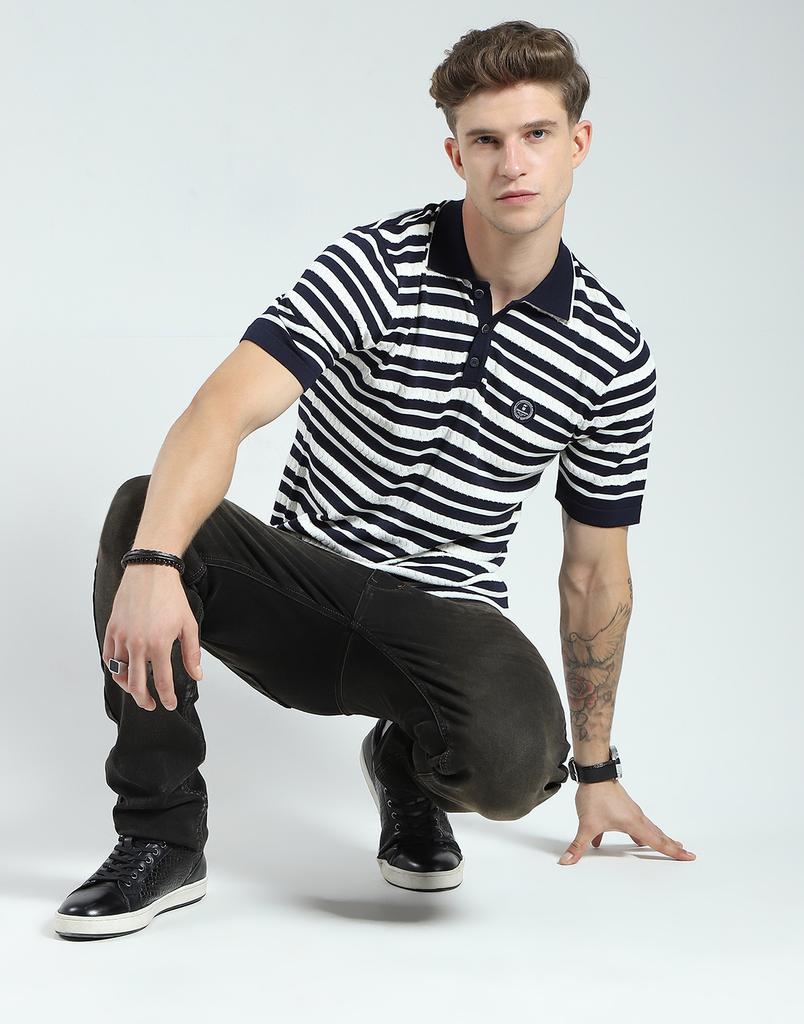 Men's Regular Fit Striped Polo T-Shirt | Half Sleeve | Collared Neck | Casual Wear T Shirt for Men's