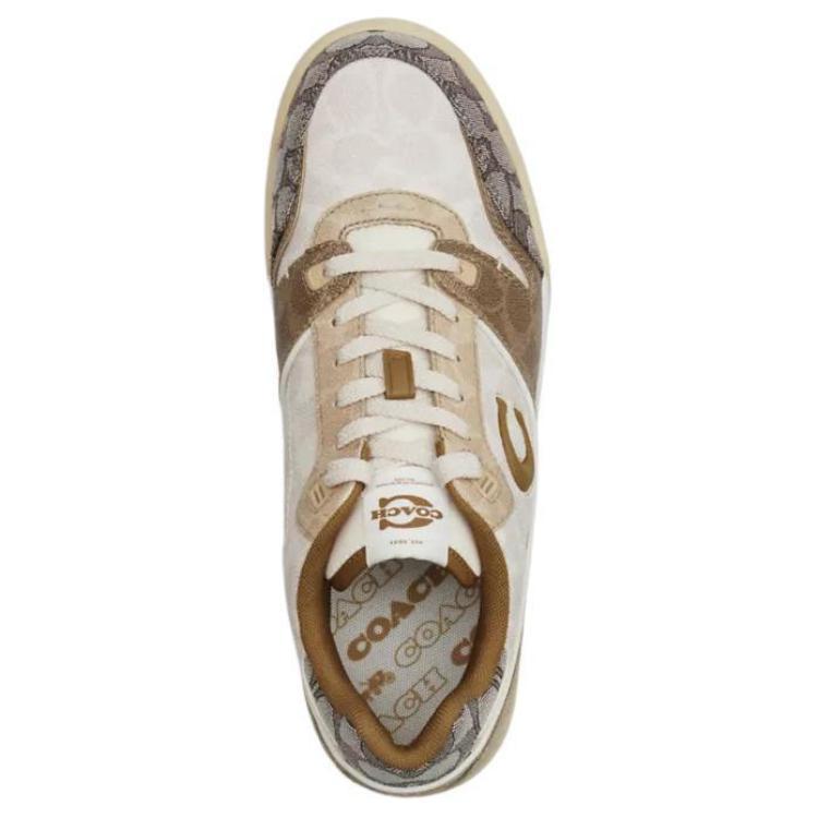 Coach Soho Canvas Fabric Synthetic Leather Logo Jacquard Round Toe Lace-Up Low-Top Sneakers Men Sneakers Brown CCN55-L38