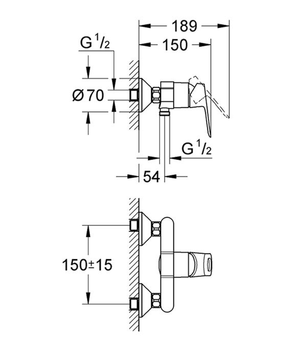 Single-lever Bath and Shower Mixer Bauloop with Ceramic Cartridge - Grohe - 23340-000