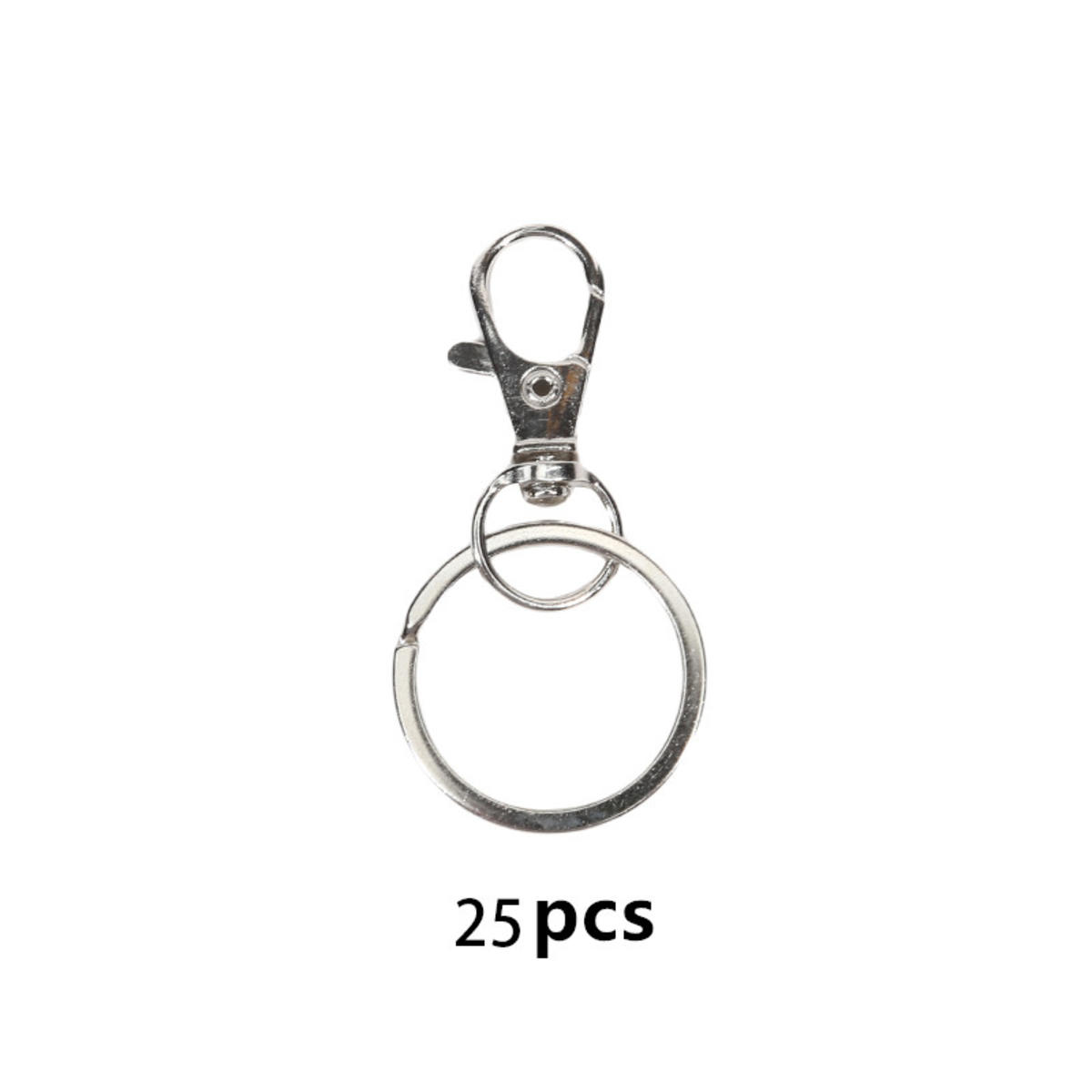 

Набор из 25 поворотных застежек, карабины для шнурка с кольцами для ключей, крючки-клипсы для брелока для изготовления ювелирных изделий своими руками, ожерелий, браслетов, принадлежности для рукоделия серебряный