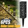 1/6PCS Solar Pathway Lights Outdoor LED Garden Lights Auto On/Off Dusk To Dawn Waterproof Hollow-Out Design for Yard Lawn Patio Christmas