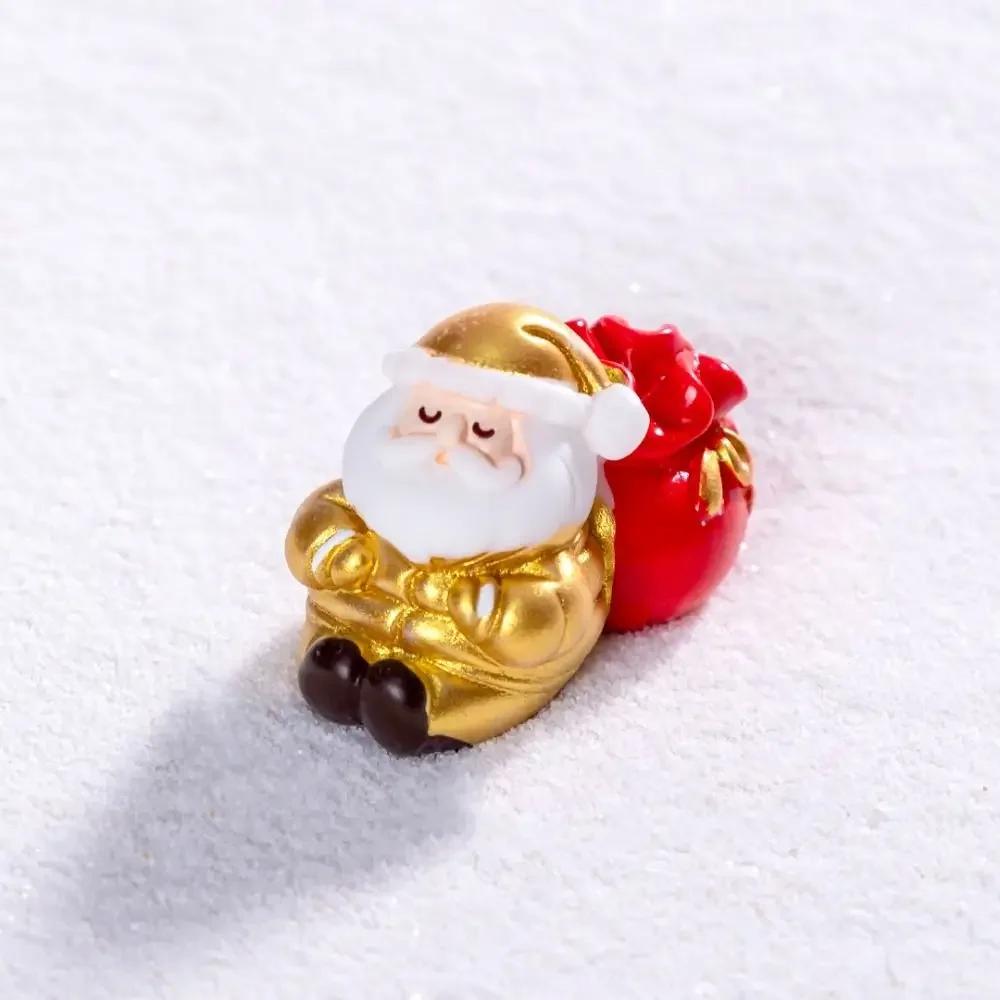 Toy Resin Christmas Figurines Accessories Home Decorations Miniature Santa Claus Bonsai Micro Landscape Cartoon Santa Statue