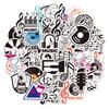 50 Stück Musik-Aufkleber Wasserdichte Vinyl-Musik-Scrapbooking-Aufkleber Musikalische Noten-Aufkleber für Wasserdichte Musik-Aufkleber