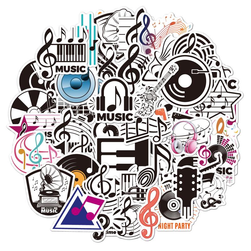 50 Stück Musik-Sticker in überlegener Qualität, wasserfest, aus hochwertigem Vinyl, für Scrapbooking