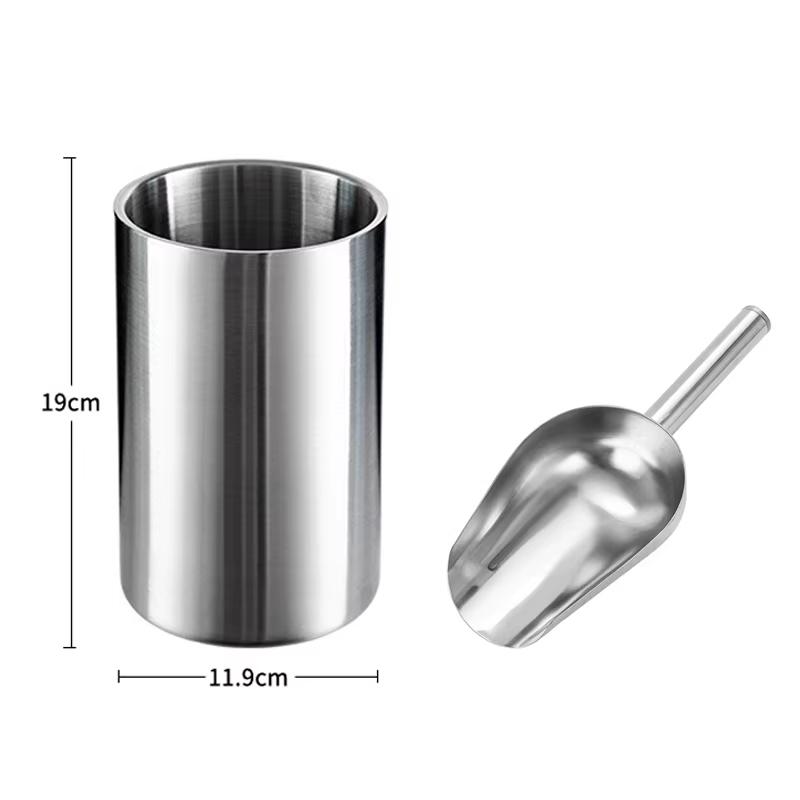 Ice Bucket Stainless Steel Double Wall Wine Cooler Insulated Tabletop Wine Chiller for Champagne Fits Most Standard Sized Bottle