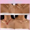 Heart Pearl Necklace With Crystal Geometric Pendant For Women And Men