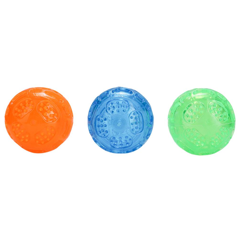 3Pcs Set Pet Dog Squeaky Chewing Ball Toy Puppy Cleaning Teeth Balls