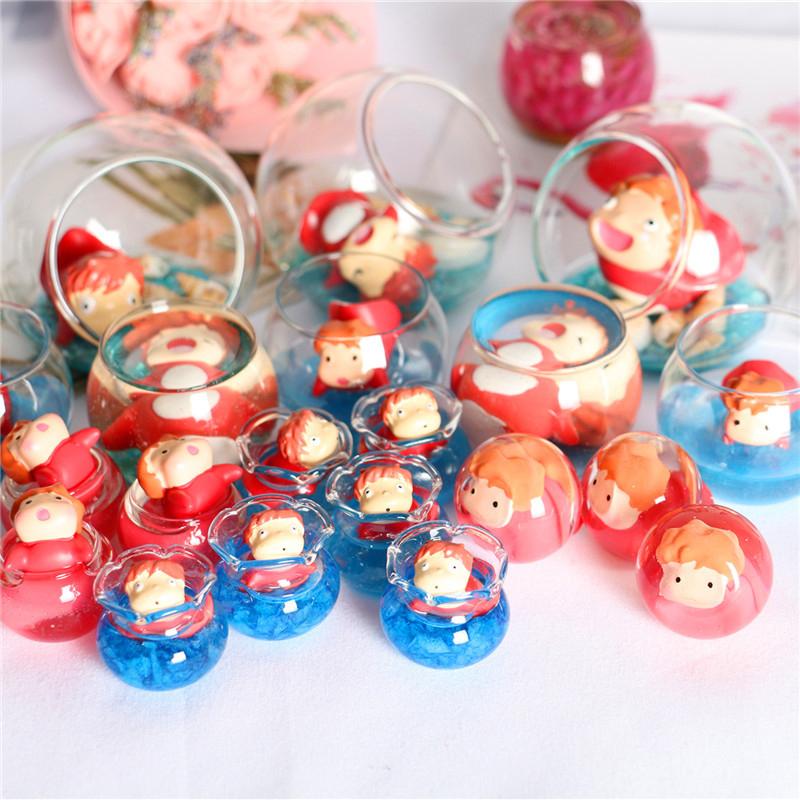 Anime gullfisk prinsesse Ponyo mikro landskapspynt mini lysende gullfisk ji glass diy skrivebordsmodell dukkehusdekor leker