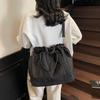 Large Capacity Bag Women's New Summer Casual Messenger Bag Portable Drawstring Folds Class Tote Bag