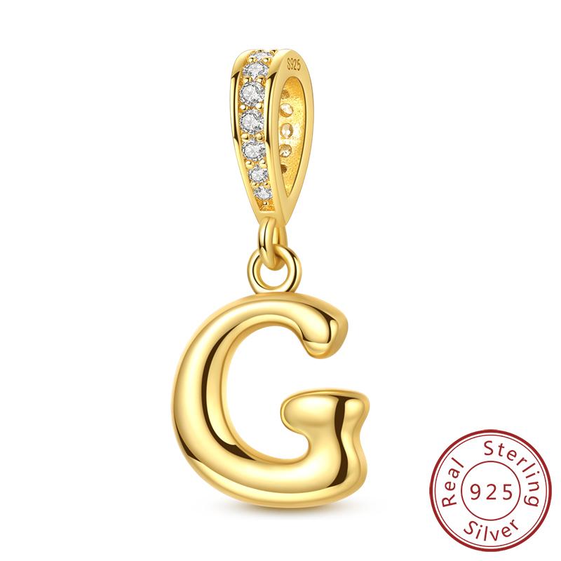 Dekorative Charms Perlenelemente Echtes Kupfer A-Z Alphabet 26 Buchstaben Charm Dekorationen Anhängerstück Geeignet Für Authentischen Armreif Armband