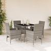 VidaXL Garden Dining Set and Cushions 5 Pcs Grey Rattan Glass 3278606