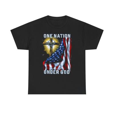 One Nation Under God Patriotic Christian Unisex Heavy Cotton Tee