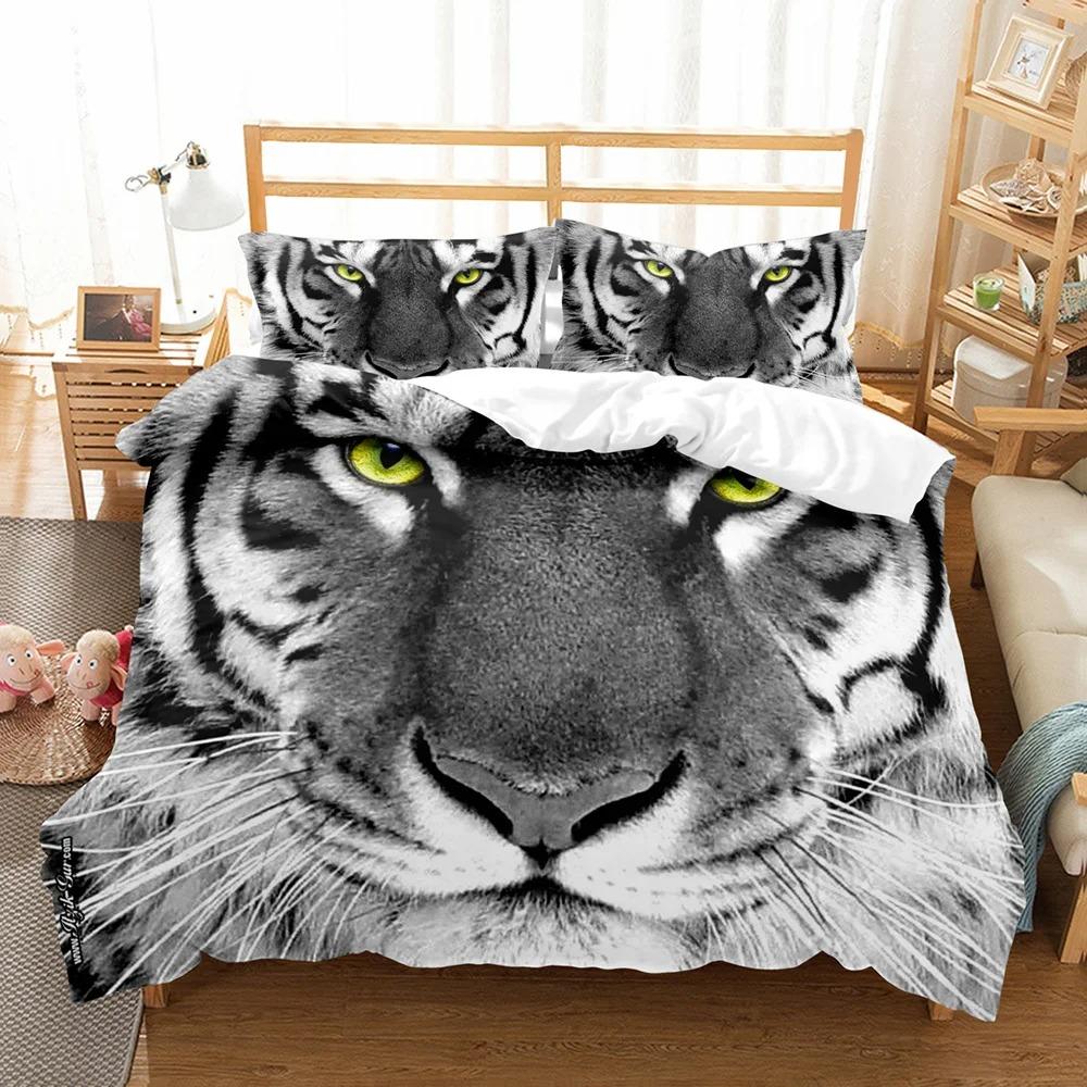 Animal White Tiger Bedding Set Scenery Comforter 3D Print Luxury Duvet Cover Set Home Textile Decor Full Queen King Single Size