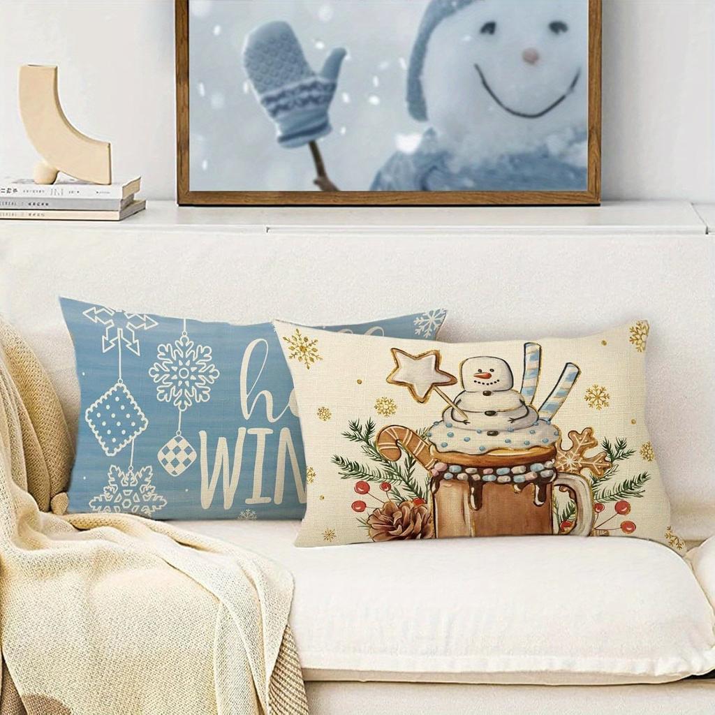 1PCS Christmas Pillowcases: Get Cozy, Hello Winter, and Festive Designs! Sofa Bed Cushion Cover, New Year Home Decoration