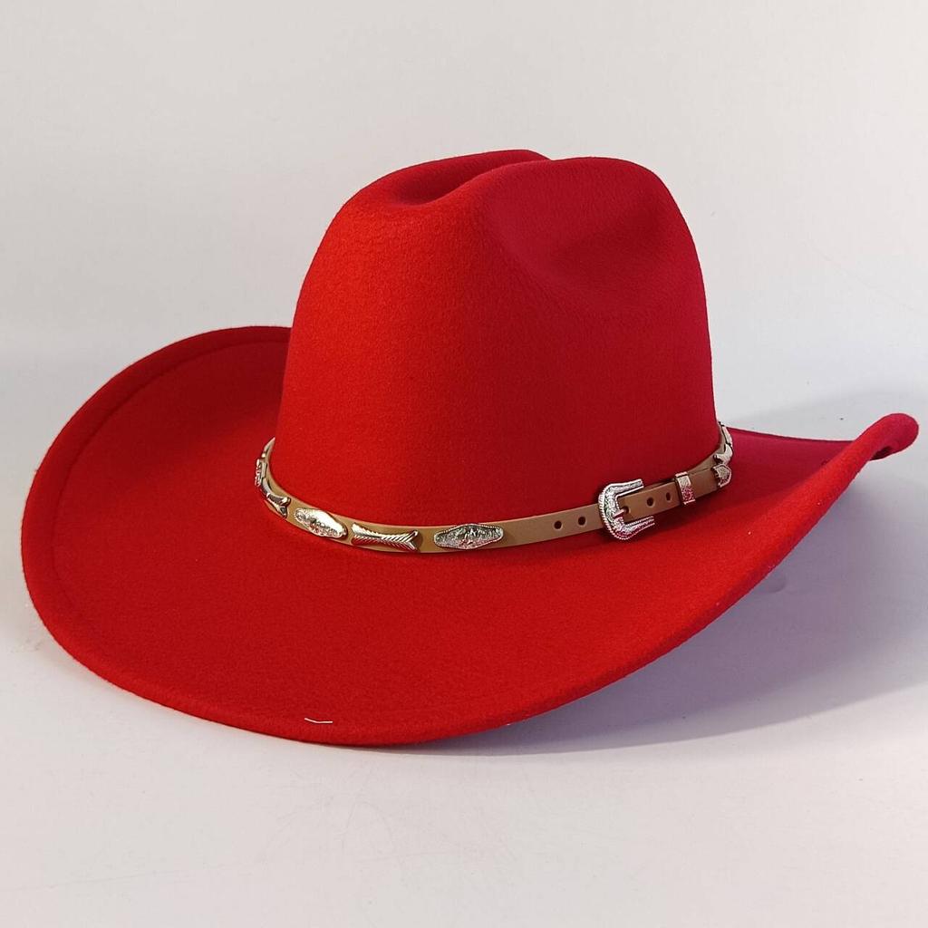 Stylish men's and women's felt hats cowboy hats soft felt hats with beige leather belts Panama hats outdoor parties hat.