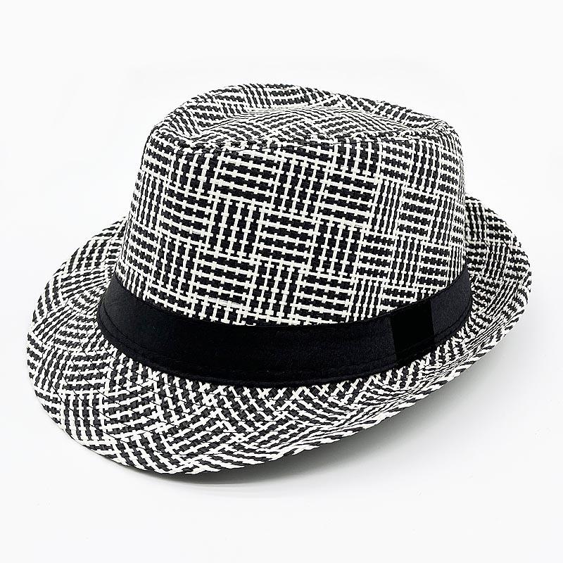 Strohhut Herren Damen Gekräuselt Britischer Jazzhut Vintage Party Strand Sonnenhut Gestreift Vielseitig