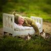 Newborn 100 Days Photo Shoot Essential Props - Vintage Detachable Wooden Mini Bed & Baby Chair Children's Photography Furniture