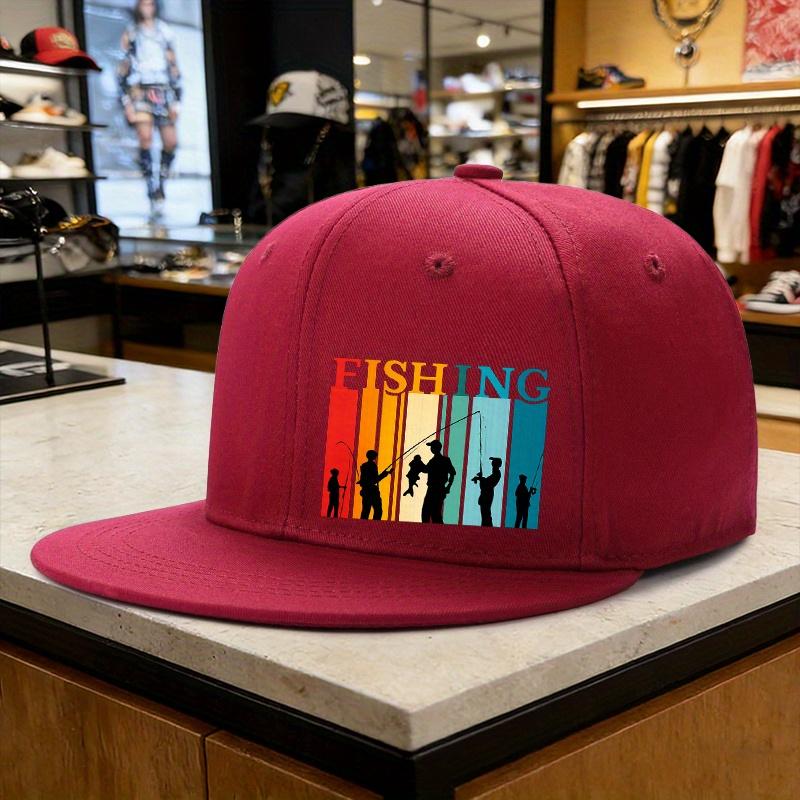 Fischen Sonnenuntergang Vintage Stil Snapback Kappe Polyester Lässig Erwachsener Verstellbare Kopfbedeckung