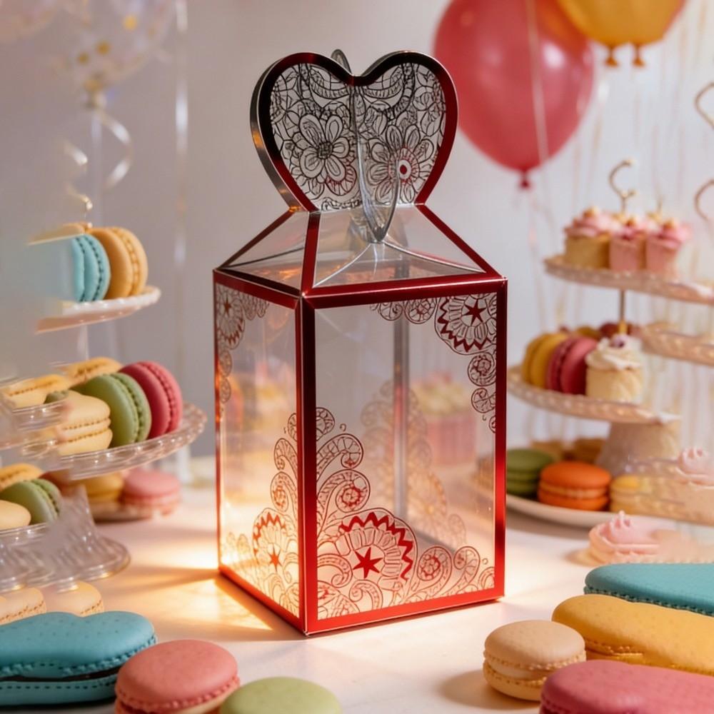 10 Pcs Gold Stamping Candy Boxes Transparent Wedding Favor Boxes Creative Gift Boxes
