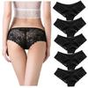 HINICE Regular Sexy Bikini Set 5 Size Women's All-Lace T-Back Panties, Size, Low-Rise, Half-Back, Underwear, Panties, 5-6-Piece (Black, Panties, 3L)