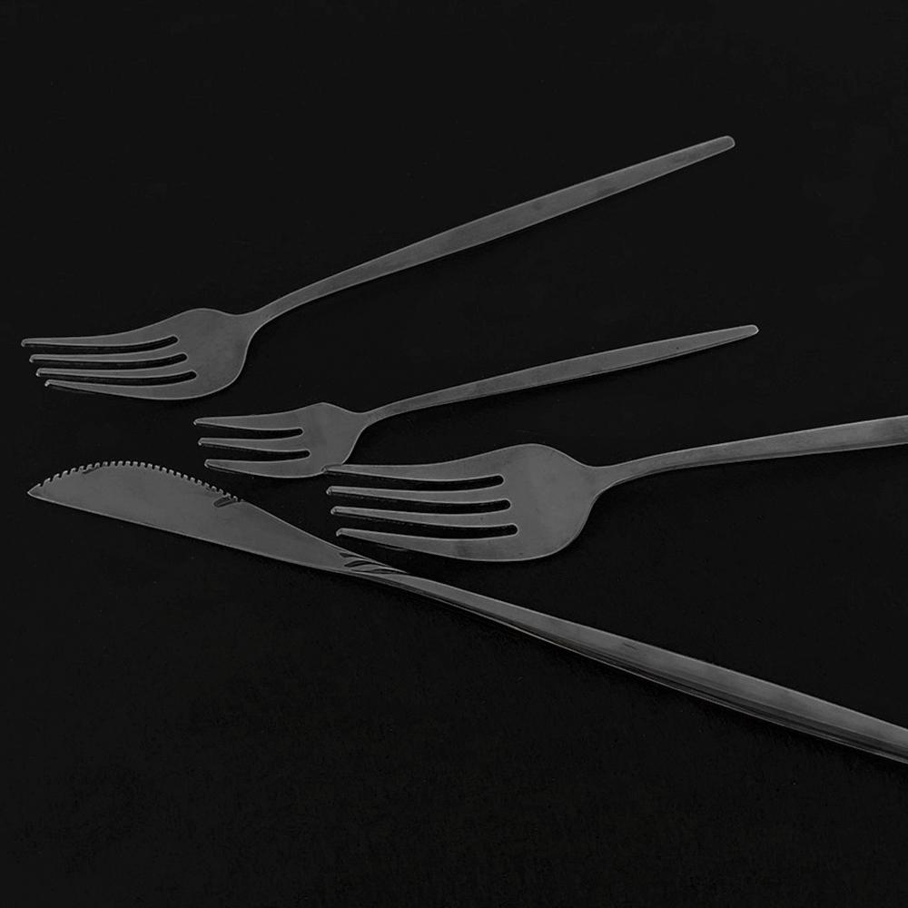 Hot Sale Black Luxury Dinnerware Cutlery Set 18/10 Stainless Steel Flatware Home Dessert Fork Spoon Knife Kitchen Dinner Set