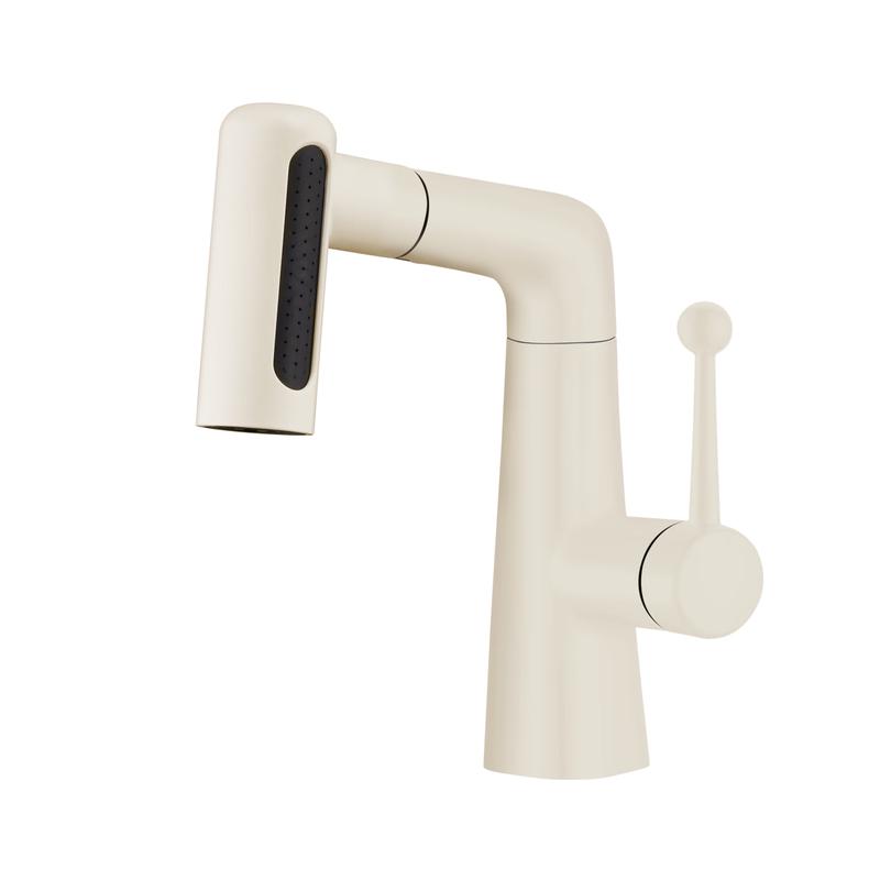 Tai Ju Fu K11 Milk White Pull-Out Basin Faucet