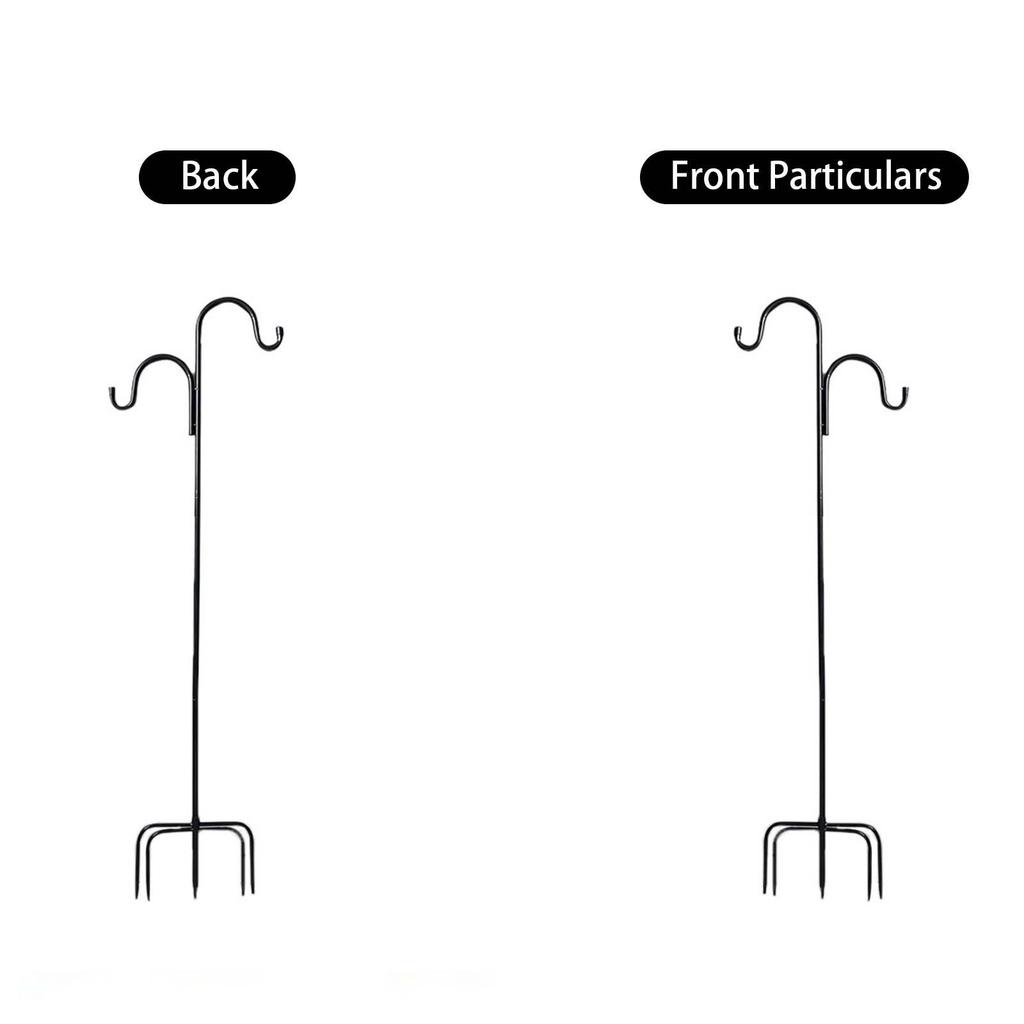 Metal Shepherd Hook Double Hook Garden Stake Outdoor Hanging Plant Holder Stand for Yard Patio Lawn Decoration