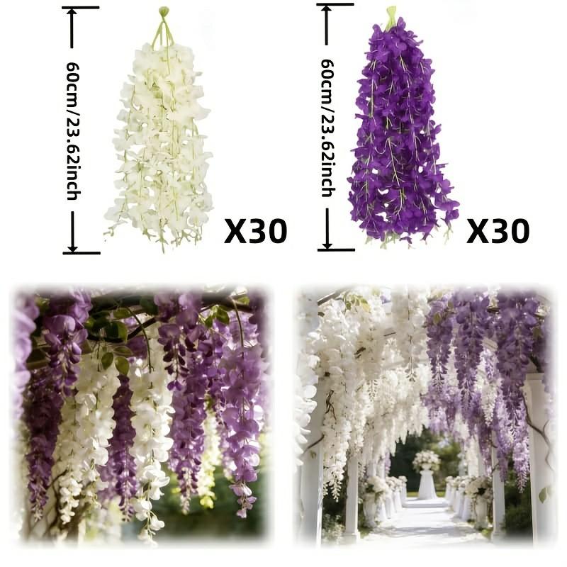 Purple Wisteria Artificial Flower Vine Hanging Fake Flowers Garland for Wedding Party Home Garden Flower Wall Decor